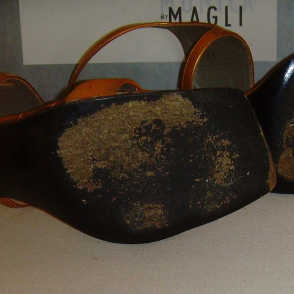 Monica by Magli Orange Metallic and Suede Strappy Heels 7.0 - Picture 14 of 14